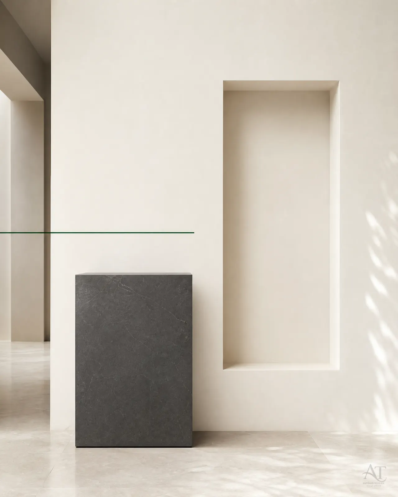 Composição editorial em materiais naturais e luz lateral.