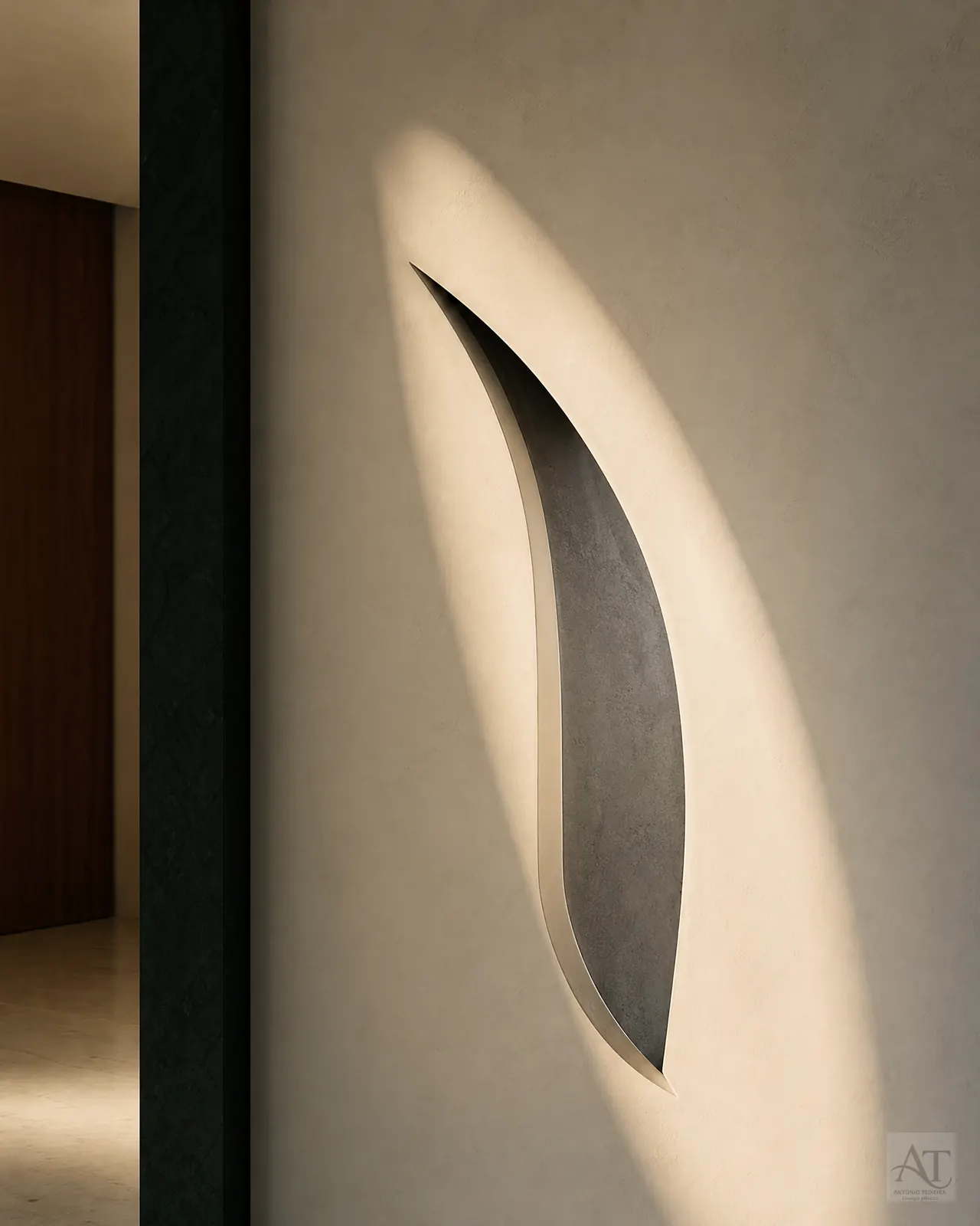 Composição editorial em materiais naturais e luz lateral.