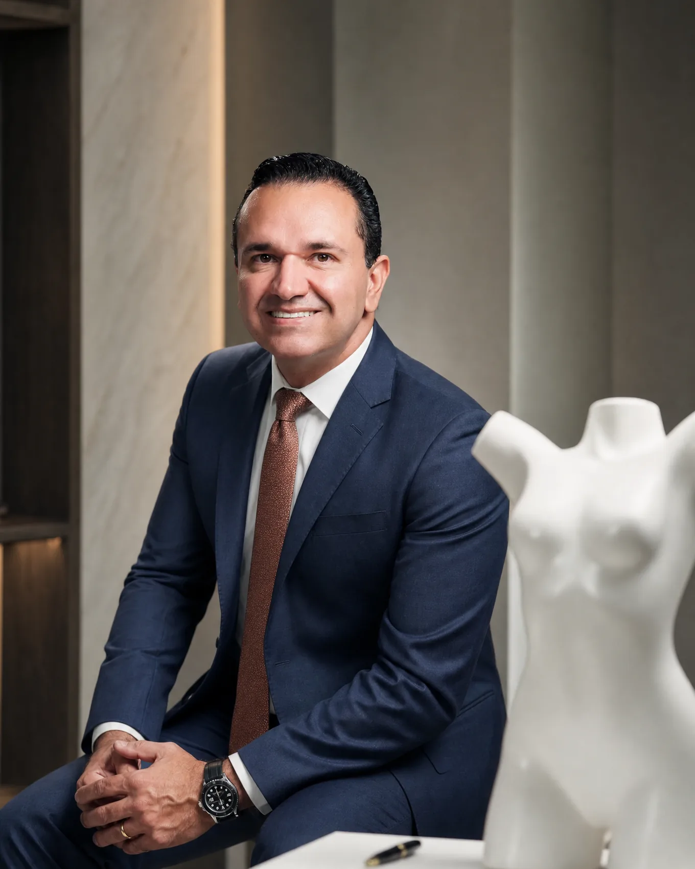 Dr. Antônio Teixeira em retrato institucional, com terno azul